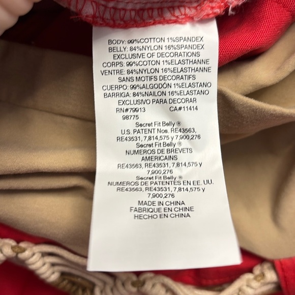 *Wallflower Maternity Shorts Coral/Red Jean Boho Fringe Belt OverBelly Small NWT - Picture 7 of 8